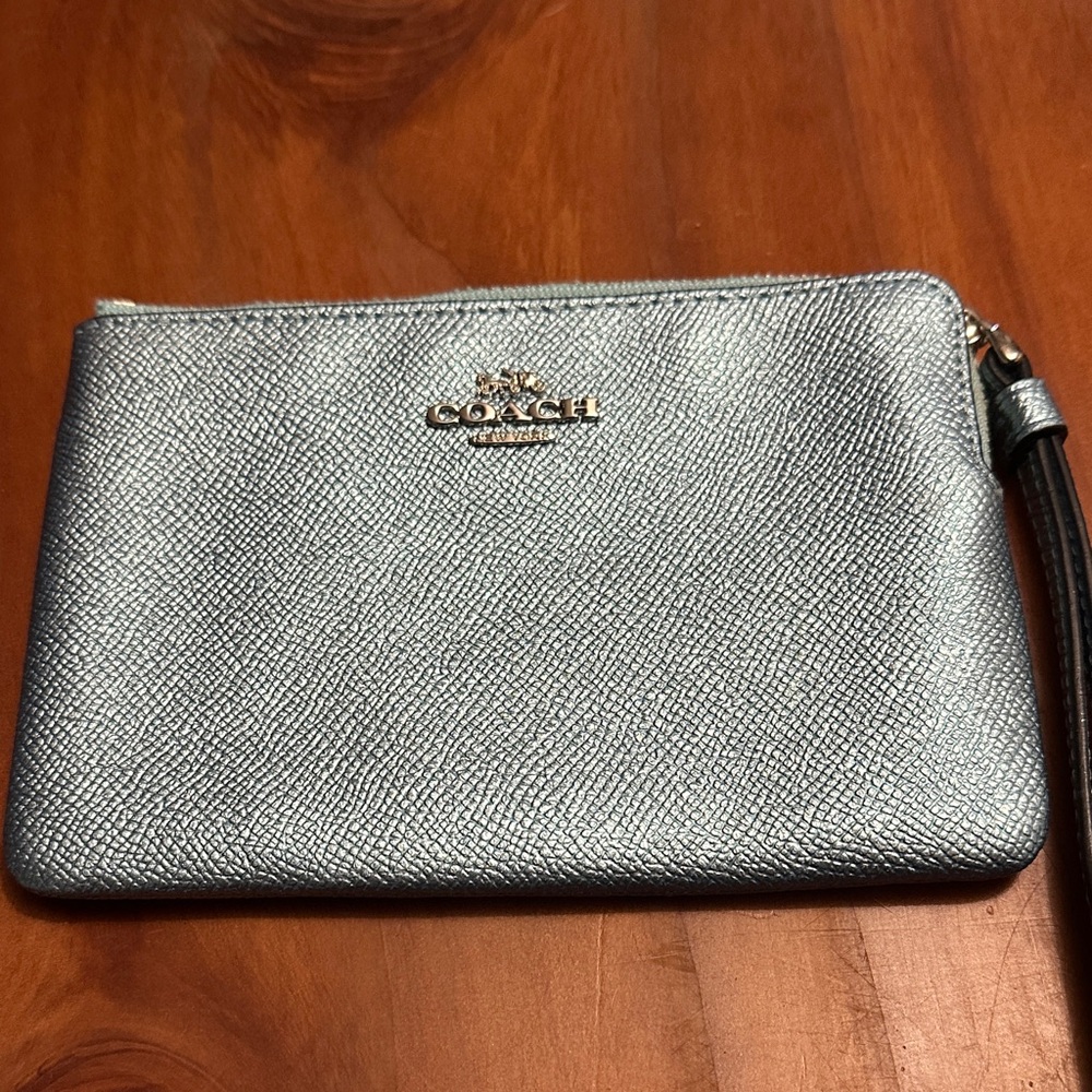 Coach Metallic Blue Wristlet